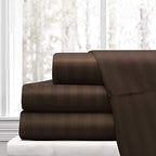 Italian 1500 Thread Count Heavy Soft Egyptian Cotton Sheet Set DEEP Pocket, Queen, Chocolate Stripe, Premium Italian Finish (Features : Fully Elastic Fitted Sheet Fits 7-9" Pocket) - color: Chocolate ( Stripe ), size: Queen Size (Fits 7-9 in Pockets)