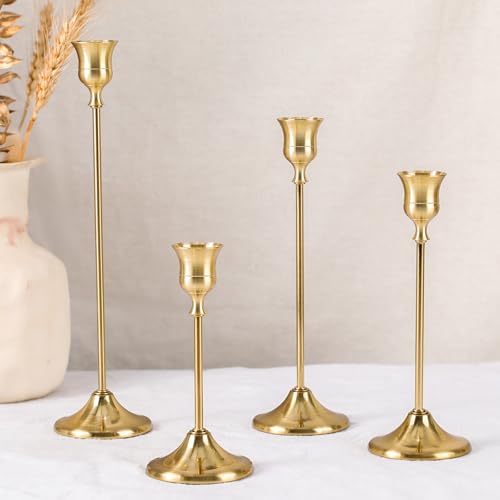 Candlestick Holders, 4PCS Taper Candle Holder for Candlesticks, Gold Candle Holders for Table Centerpiece, Wedding, Party - color: Gold, size: 4pcs