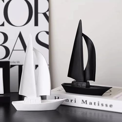 Statue Decorations Sailing Boat Ornaments Niche High-end Sense Light Luxury High-end Living Room Furniture Foyer Wine Cabinet TV Cabinet Decorations Home Decor Object(Black)