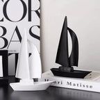 Statue Decorations Sailing Boat Ornaments Niche High-end Sense Light Luxury High-end Living Room Furniture Foyer Wine Cabinet TV Cabinet Decorations Home Decor Object(White)