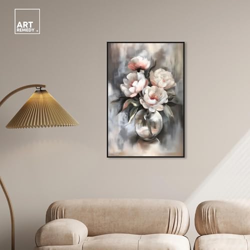 Art Remedy Glass Vase Flowers Canvas Luxury Floral Art, Black Frame, 24" x 36" - color: Black Frame, size: 37"L x 25"W