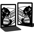 Nonskid Thickening Iron Metal Bookends for Shelves, Cute Peeping Cats Book Shelf Book Ends Decorative for Library School Office Home Study Desk Organizer Decorative Books - style: Cat