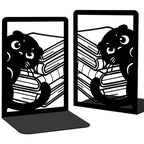 Nonskid Thickening Iron Metal Bookends for Shelves, Cute Peeping Cats Book Shelf Book Ends Decorative for Library School Office Home Study Desk Organizer Decorative Books - style: Cat