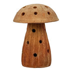 Creative Co-Op Handmade Vintage Reproduction Terra-Cotta Mushroom Shaped Candle Holder with Cut-Outs, Natural
