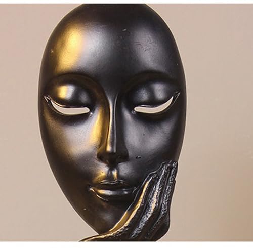 Elegant Abstract Thinking Woman Resin Sculpture - Modern Minimalist Geometric Decor, 7 Colors, 2 Sizes (12" and 15") - Contemporary Art for Living Room and Study (Black 15 inch) - color: Black 15 Inch