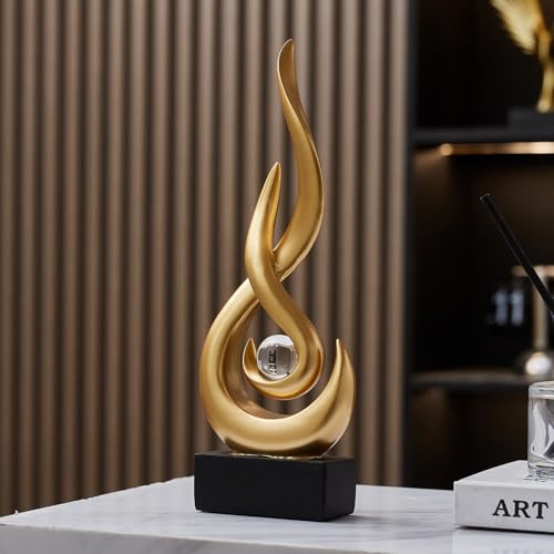 Modern Abstract Art Table Decoration,Resin Flame Statue Modern Gold Centerpiece Ornaments for Living Room Great Gift Idea Home Decor,Collectibles - color: Gold