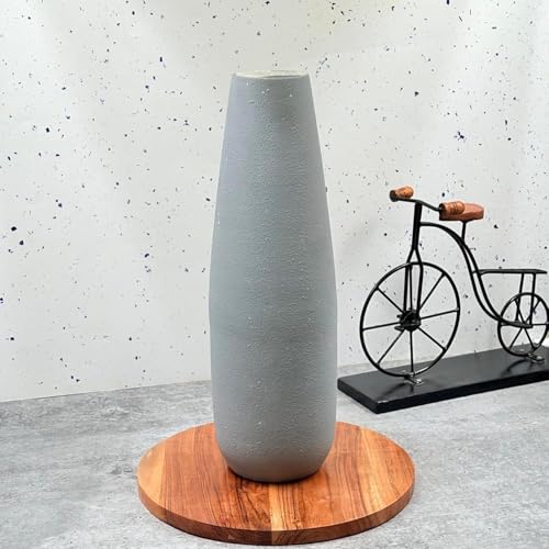 Hosley 16 in High Dark Gray Metal Vase, Ideal for Dried Flowers Gift for Floral Arrangements Wedding Home Spa Votive Candle Gardens - color: Dark Gray 2