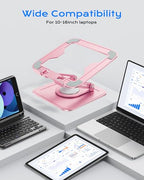 LOXP Adjustable Laptop Stand, Computer Stand with 360 Rotating Base, Ergonomic Laptop Riser Mount for Desk Foldable Protable Computer Desk Fits with MacBook Pro Air (10-16") - Pink - color: Dreamy Pink