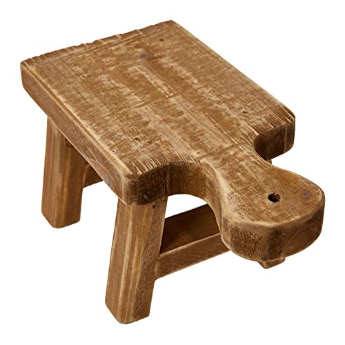 Creative Co-Op Small Wood Pedestal with Handle - color: Natural, size: Square, style: Rectangle