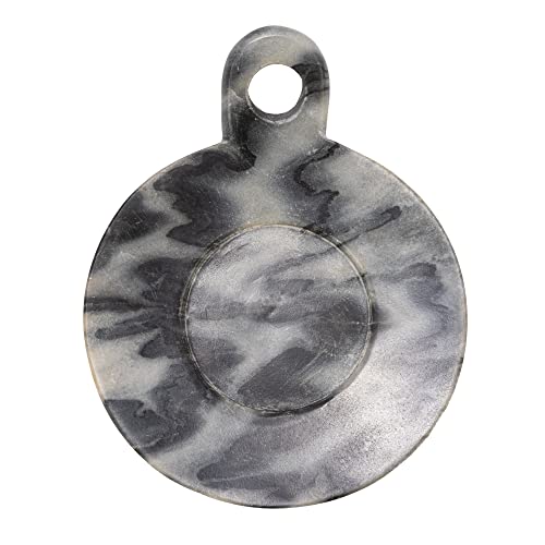 Hand-Carved Marble Dish with Handle, Grey - color: Gray, size: 7.5" x 6"