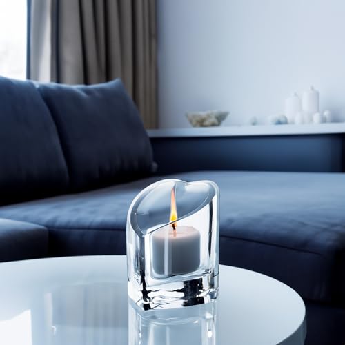 WGVI Clear Glass Heart Tea Light Votive Candle Holder, Width 3", Height 4", Clear Small Slant Cut Heart Glass Candleholders, Tiny Container, Valentine Gift, Tabletop Décor, 1 Piece - size: Clear Heart 4"H