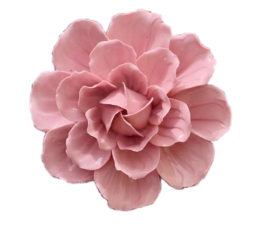 Ceramic Flower Wall Art, Artificial 3D Flower Wall Art, Handmade 3D Wall Art Hanging Sculpture, Porcelain Flower Wall Decoration for Home Office Decor (Pink,Camellia,3.54") - color: Pink,Camellia,3.54"