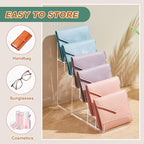 Kathfly 2 Pack 6-tier Acrylic Display Stand for Purses & Wallets, Clear Riser Organizer Shelf for Perfume, Sunglasses, Cosmetics, Multi-Tiered Countertop Vendor Display for Craft Fairs, Retail - size: 6-tier