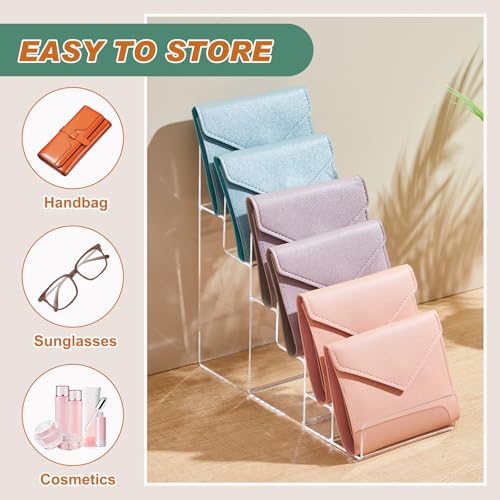 Kathfly 2 Pack 6-tier Acrylic Display Stand for Purses & Wallets, Clear Riser Organizer Shelf for Perfume, Sunglasses, Cosmetics, Multi-Tiered Countertop Vendor Display for Craft Fairs, Retail - size: 6-tier
