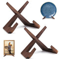 XKDOUS 2 Pack Plate Stand for Display, 6.5 Inch Wood Plate Display Holders, Picture Frame Holder, Cookbook Stand Recipe Book Holder for Book, Plate, Photo, Decorative Table Top Easels