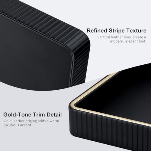 GORESE Leather Valet Tray Nightstand Organizer, Square EDC Trays for Colognes Wallet Sunglasses, Key Dish Catch All Bowl Desk Tray, Gift for Men & Women, Black(9.3'' × 9.3'') - color: Black