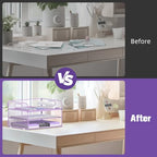 DALTACK 3 Tier Paper Organizer with Handle, Mesh Metal Desk Organizer with Sliding Paper Trays for Letter/A4 Paper, Mail, Bills & Folders, Purple - color: Purple