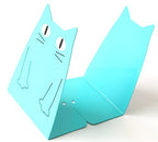TOBSON Cute Cat Heavy Duty Bookend Nonskid Bookends Art Decoration,A Pairs(Blue) - color: Blue