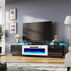 AMERLIFE Fireplace TV Stand with 40" Fireplace, 80" Modern Fireplace Entertainment Center LED Lights, 2 Tier TV Console Cabinet for TVs Up to 90", Black & White - color: Black & White, size: 80"