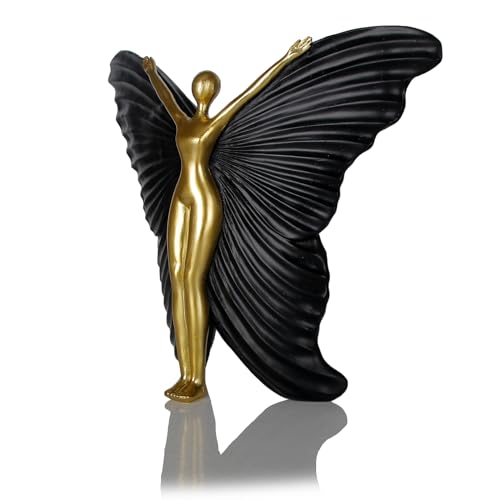 Black Fairy Statues and Figurines Indoor Table Decor - Abstract Modern Home Sculpture - Resin Fairyland Fairy Statue for Home Office and Bedroom Dresser Decor