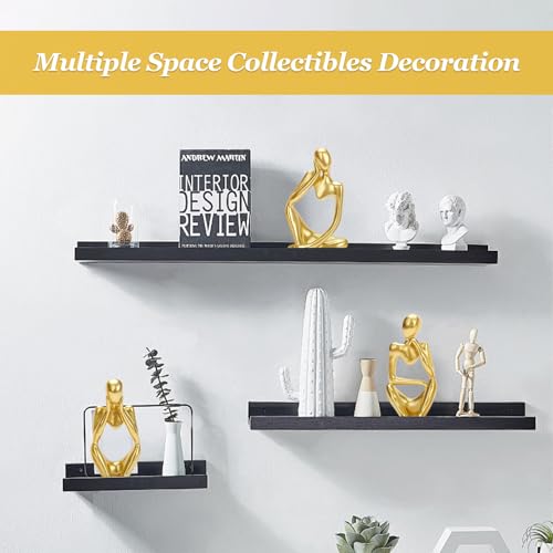 3PCS Gold Thinker Statues Home Decor, Resin Abstract Trendy Art Sculpture, Modern Aesthetic Collectible Figurines Display for Home Office Bedrooms Shelf Table Desktop Decoration