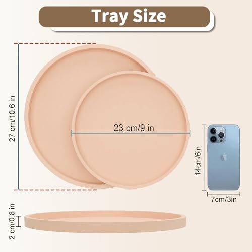 Round Pink Silicone Decorative Bathroom Vanity Tray 9 Inch, Counter Tray for Bathroom Countertop Perfume Holder Dresser Organizer Coffee Table Candle, Non-Slip Durable for Home Use - color: Pink, size: 9.06