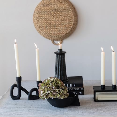 Bloomingville Decorative Resin Double Taper Candle Holder, Black - color: Black