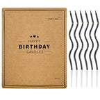 PHD CAKE 24-Count Black Gold Spiral Long Thin Birthday Candles, Cake Candles, Birthday Parties, Wedding Decorations, Party Candles - color: Black Gold