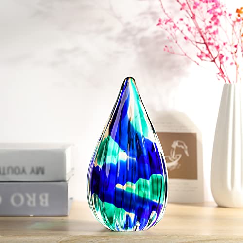 Yao Yuan Hand-Blown Glass Sculpture - Murano-Style Glass Statue and Figurine - Wonderful Gift, Green-Blue - color: Blue Green
