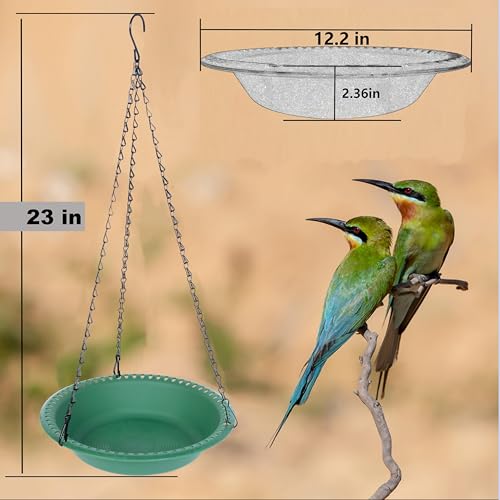 Hanging Bird Feeder Tray with Drainage Holes for Outside Fit Most Seed, Rugged Recycled Plastic Feeding Station, Great for Attracting Wild Birds (12 inch, Green) - color: Green, size: 12 inch