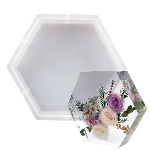 Resin Molds Silicone, Large Hexagon Silicone Molds Epoxy Resin Casting Craft Mold for Flower Preservation Bookends, Art Casting DIY Home Decor Wedding Valentine