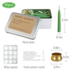 Mini Taper Candle Meditation Candles,20 Minute Prayer Green Candlestick Dripless Beeswax Candles with Brass Candle Holder for Yoga & Spiritual Ritual,30P-Gr - color: MCBEE30PC-GREEN
