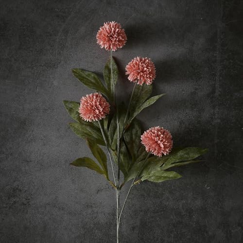 VIERENA 6 Pcs Faux Silk Pompon Mum Artificial Flowers for Vase -27", Bulk Fake Chrysanth Branches with Stems for DIY Bouquet Centerpieces Wedding Fillers Arrangements Shower Decorations (Dusty Pink) - color: Dusty Pink