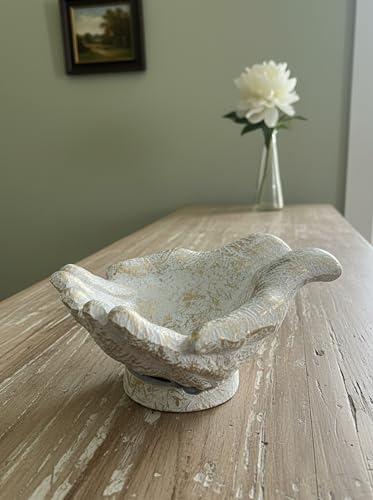 Caring Cupped Hands Shaped Decorative Hand Bowl -Cute Catch All Trinket Tray-Candy Dish Offering Stand-Home Decor Hand Jewellery Holder-Mother’s Day Birthday (White & Brown Textured) - color: White & Brown Textured