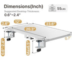 PEGZONE Desk Extender Tray, 24" x 12" Clamp On Shelf, Desk Extension with Laptop Holder, Table Arm Rest, Clamp On Keyboard Tray for Office and Home, Workstation Organizer, Medium, White - size: 24 x 12 inch, style: White with laptop shelf