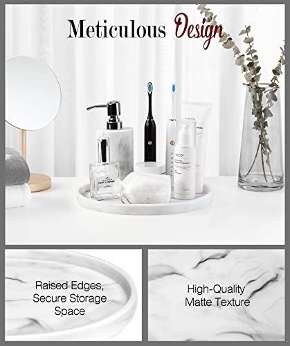 Shinowa Vanity Tray, Resin Bathroom Decorative Tray Catchall Organizer Jewelry Dish Tray for Bathroom Bedroom Counter-top Vanity Organization Vanity Table Jewelry Organizer, White Marble - color: White Marble
