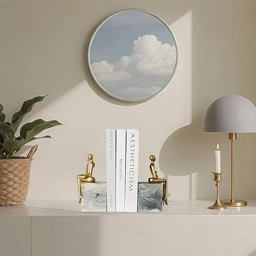 Book Ends for Shelves to Hold Books,Heavy Duty Thinker Abstract Statue Decorative Bookends for Home Office Bookshelf, Gift for Book Lovers,1 Pair - style: Thinker