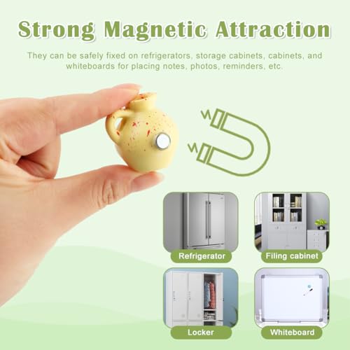 Cute Mini Ceramic Vase Magnets for Fridge, Funny Mini Plant Magnets, Flowers Pot Refrigerator Magnets Tiny 3D Plant Vase for Refrigerator Decoration Kitchen Locker Office (8 Pack)