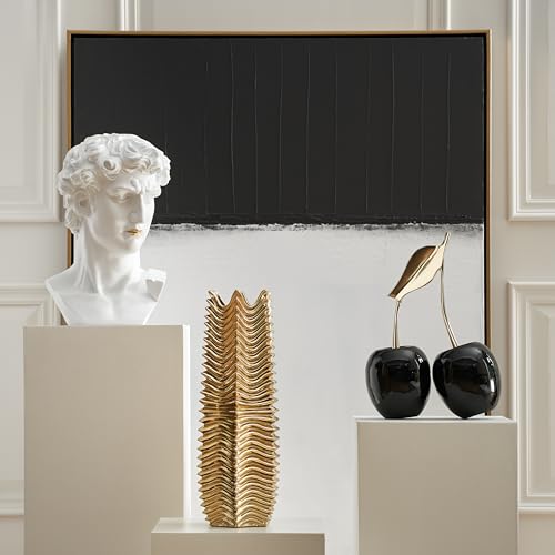 Z Gallerie Gold/Black Oversized Cherries, Elegant Decorative Fruit Sculpture with Metallic Finish, Glamorous Home Accent for Tabletop and Shelf Display