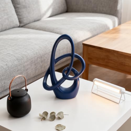 Blue Sculpture Decor – 11" Modern Resin Art Statue for Living Room, Office, or Coffee Table, Blue Home Accents and Shelf Decor, Contemporary Centerpiece Decoration for Modern Home or Apartment - color: Blue, size: 11in