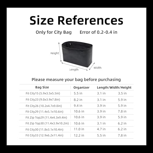 DGAZ Lightweight-Purse Organizer Insert for Coach City Bag,silk and DupontPaper handbag inner for Luxury Bags(Zip top 30,Black) - color: Black, size: Zip top 30