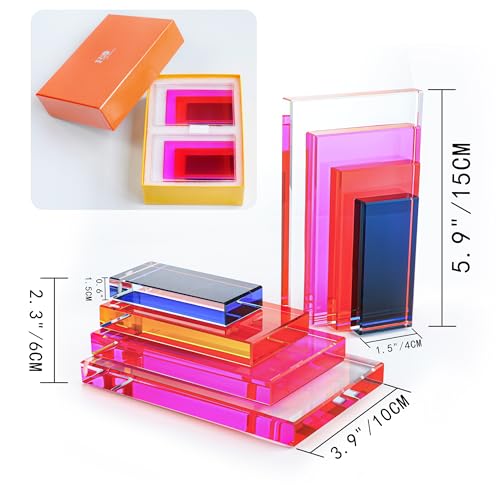 6Lbs Heavy Crystal Bookends Square Geometric Crystal Bookends Decorative Bookends for Shelves Stylish Book Stoppers for Heavy-Duty Use Non Skid Sturdy(1 Pair,Colorful) - color: Square