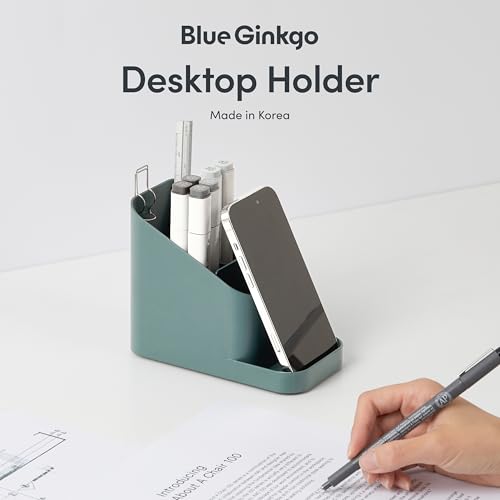 BLUE GINKGO Desk Holder – Korean-Made Office Organizer for Pencils, Pens, Notes, and Desk Supplies (Green) - color: GREEN, size: HOLDER