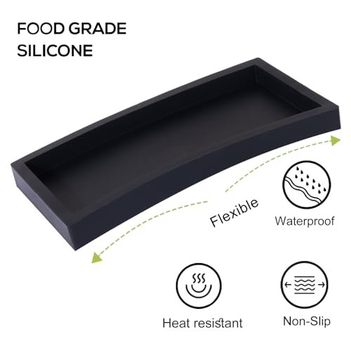 Bathroom Trays for Counter, Slicone Vanity Trays for Bathroom, Rectangle Sponge Holder for Kitchen Sink - Black - color: Black, size: 9.8" x 4.7"