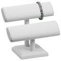 White Leather Jewelry Bracelet/Watch T-Bar Display Stand ~ 7" Tall