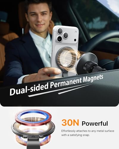 andobil [2026 Unrivaled Stability] Magnetic Phone Grip Holder for MagSafe Ring Stand Holder Kickstand Compatible with MagSafe Accessories for iPhone 17 Air 16 Pro Max Plus 15/14/13/12&Android, Grey - color: Space Grey