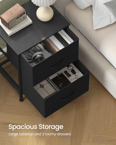 SONGMICS BELLAH Collection - Dressers for Bedroom, Chest of Drawers, Nightstands, 2 Drawers, Storage Organizer Unit, Closet, Entryway, Set of 2, Modern, Ink Black and Ebony Black ULGS112BH02S - color: Ink Black + Ebony Black, size: 2 Pack