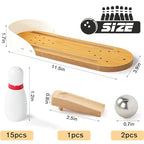 3 otters Mini Bowling Game Set for Kids & Adults, Indoor Wooden Tabletop Bowling Game Board Games for Multiple Players, Desk Toys Gag Gifts, Shooting Games for Office Stress Relief