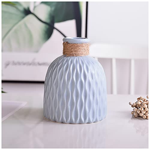 Ceramic Vase-Flower Vase Dried Flower Vase for Modern Home Decor, Fit for Foyer Living Room Fireplace Bedroom Kitchen,Decent Gift, 6.0" H (Blue) - color: Blue