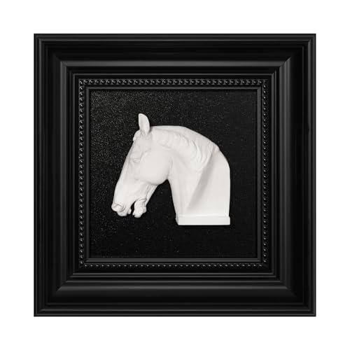 FOLKOR LIFE Black and White Framed Wall Art Sculpture for Home Vintage Decor, Horse Head Wall Decor Statue, Hanging Wall Plaque for Modern Farmhouse Living Room, Bedroom Decoration - color: Horse Head